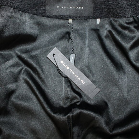 Elie Tahari Sabrina Rose Embellished Black Texture Suit Jacket, Size Lar… - Picture 11 of 12